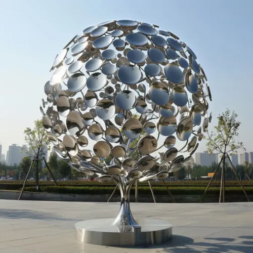 Outdoor Large Spherical Metal Tree Sculpture for Sale DZ-11-2