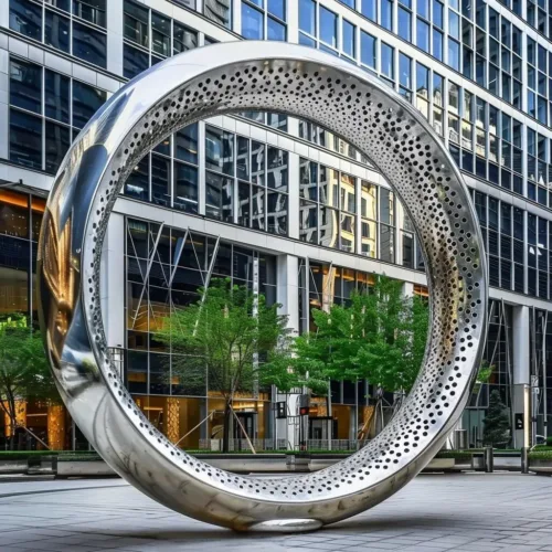 Outdoor Stainless Steel Hollow Metal Ring Sculpture for Sale DZ-14-1