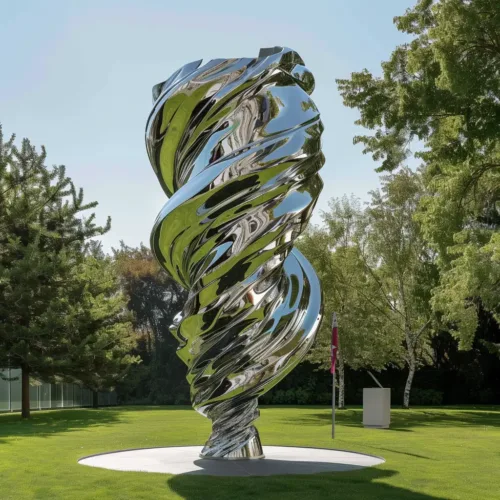 Custom Outdoor Mirrored Sculpture Flowing Form for Sale DZ-15-1