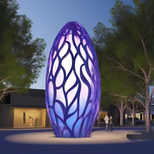 Outdoor Modern Metal Parametricism Egg Sculpture with Light DZ-6-2