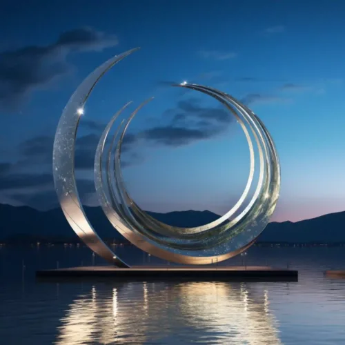 Outdoor Stainless Steel Crescent Moon Sculpture | Creative Art DZ-7-1