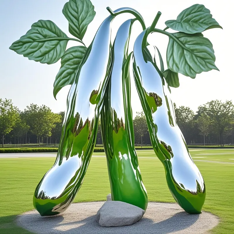 Large Metal Modern Peapod Sculpture | Peas in A Pod DZ-8-1