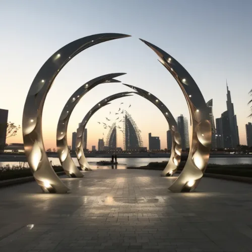 Outdoor Modern Stainless Steel Crescent Moon Sculpture DZ-7-2