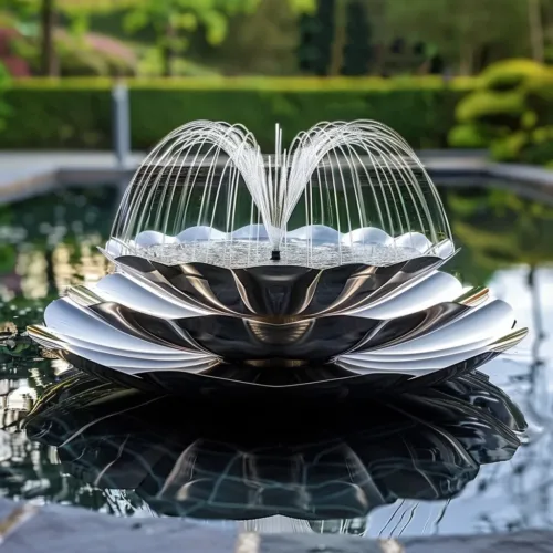 Metal mirror multi-layer lotus flower fountain | Garden custom waterscape DZ-13-2