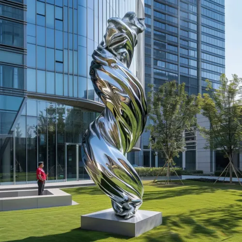 Custom Outdoor Mirrored Sculpture Flowing Form for Sale DZ-15-2