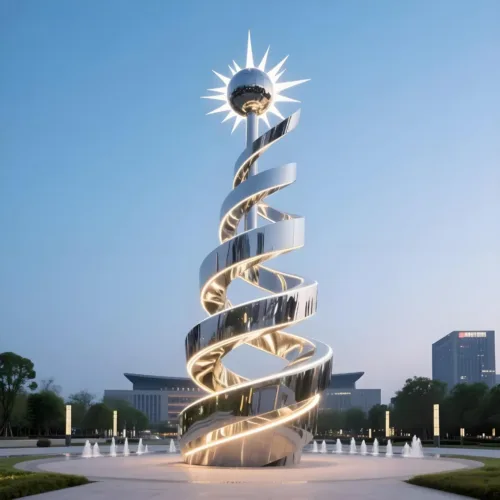 Big Spiral contemporary metal sculpture Outdoor Led Landmark DZ-22-2