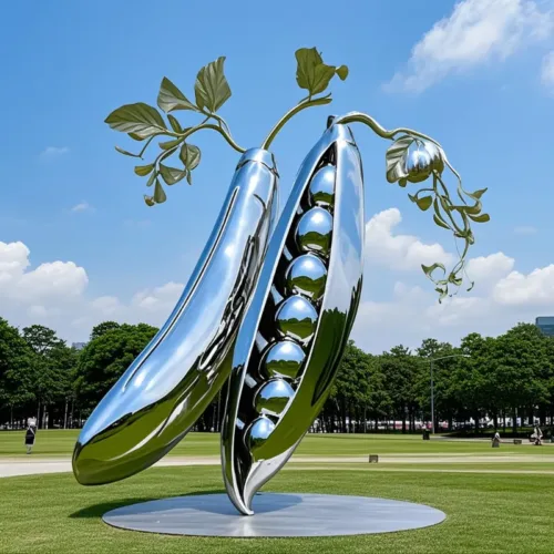 Large Metal Modern Peapod Sculpture | Peas in A Pod DZ-8-2