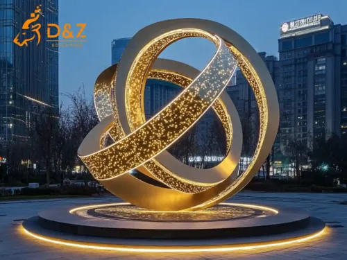 Stainless Steel Mobius Strip Sculpture With Light DZ-5-1