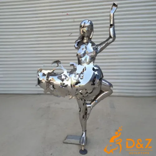 Mirrored Stainless Steel Hollow Abstract Dancer Sculpture DZ-9-1