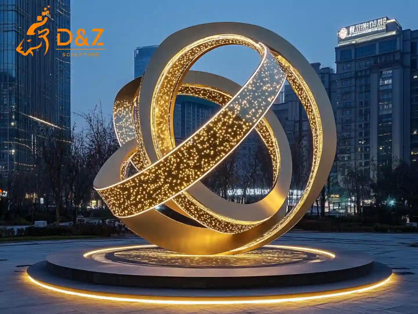 Stainless Steel Mobius Strip Sculpture With Light DZ-5-1