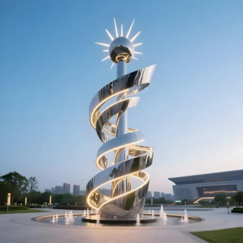Big Spiral contemporary metal sculpture Outdoor Led Landmark DZ-22-1
