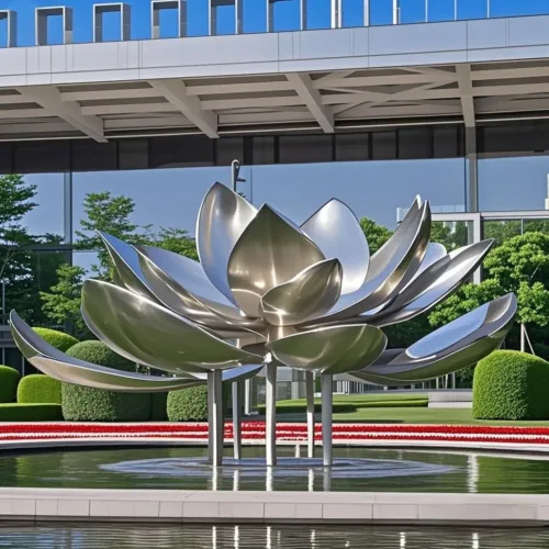 Large Metal Lotus Flower Sculpture Modern Outdoor Garden Art DZ-24-5