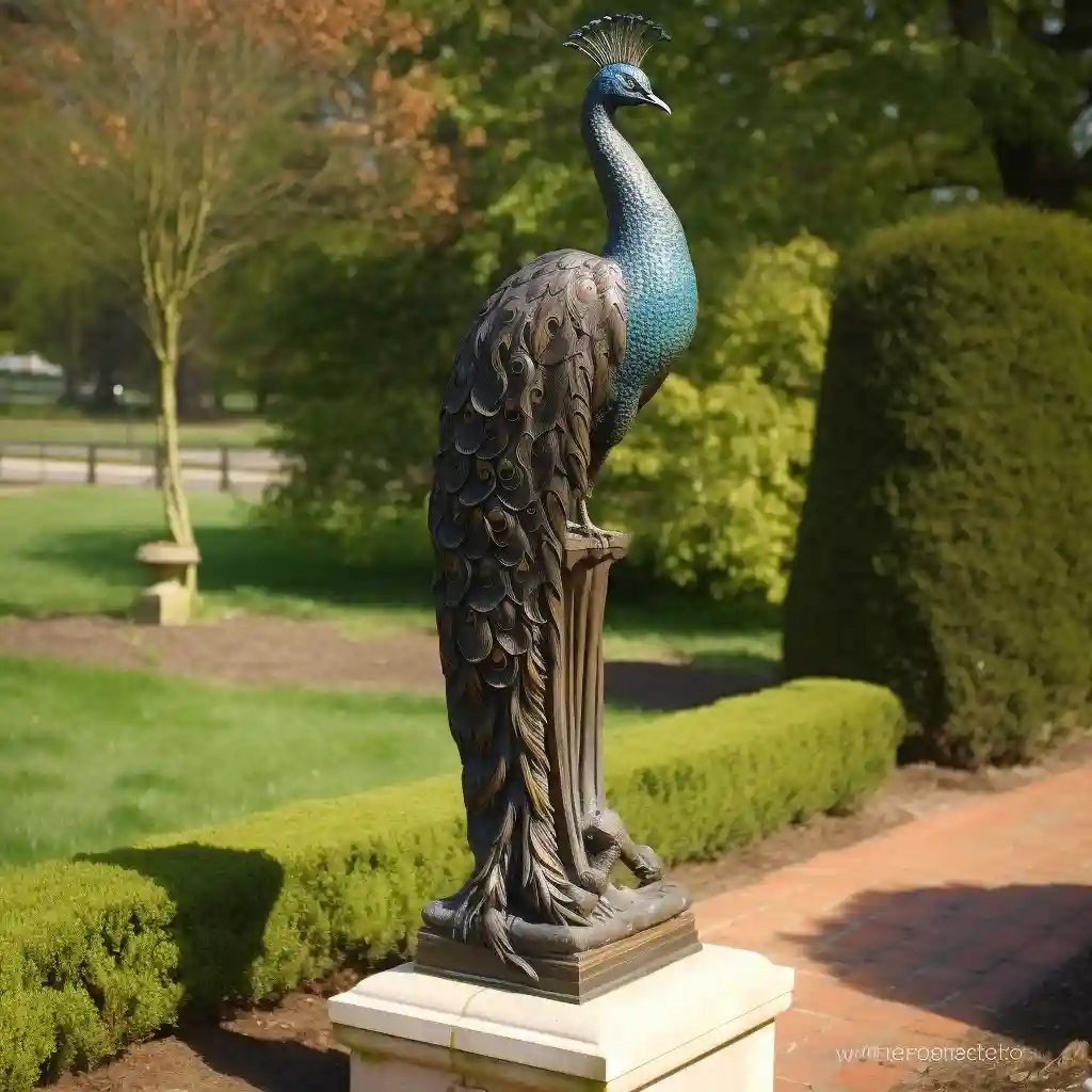 Outdoor Garden Bronze Peacock Statue DZ-3-1