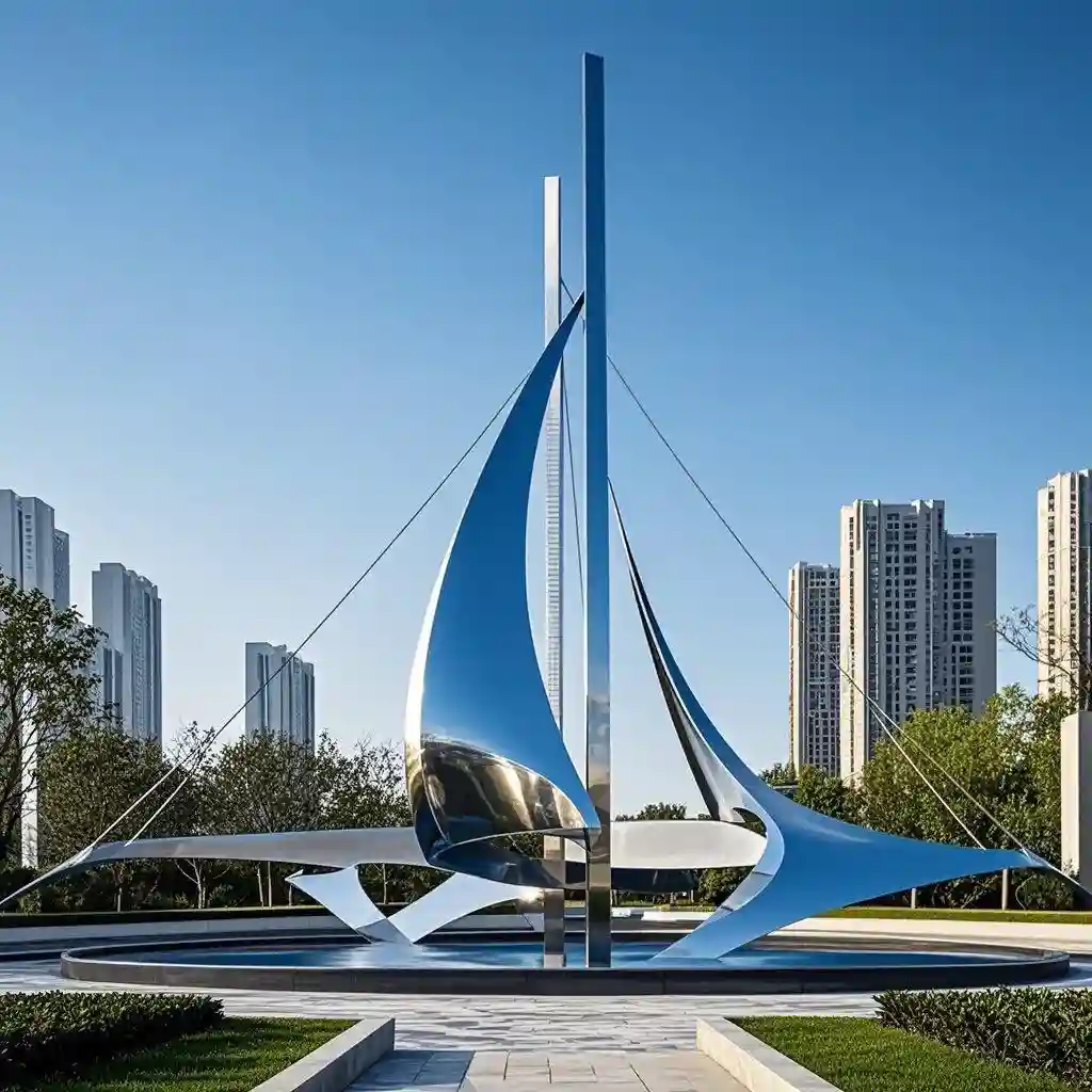 Large Stainless Steel Sail Sculpture Modern Public Art DZN-47-3