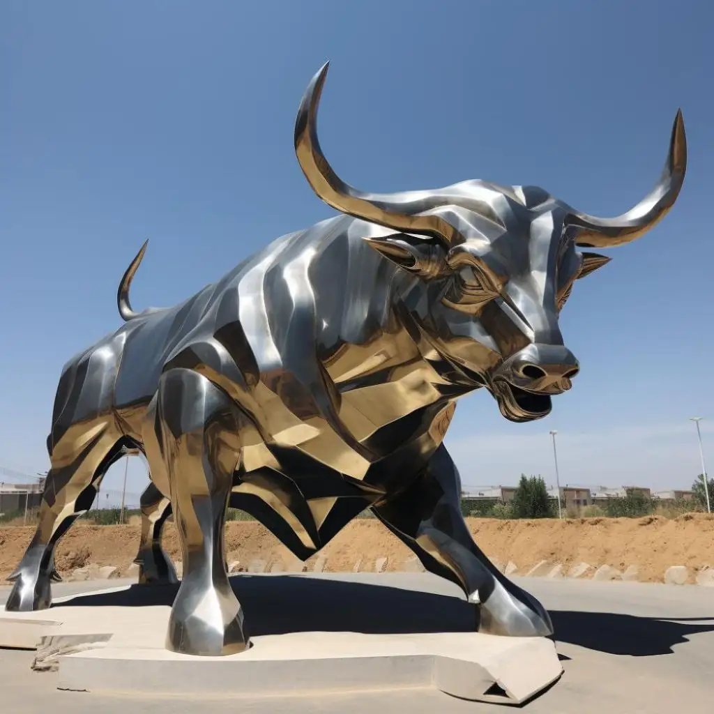 Large Metal Cow Sculpture Hollow Geometrical Art for Sale DZN-53-5