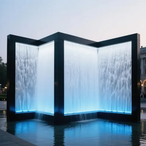 Metal Black Square Water Fountain | Large Outdoor City Decor DZN88 Metal Black Square Water Fountain | Large Outdoor City Decor DZN88-1