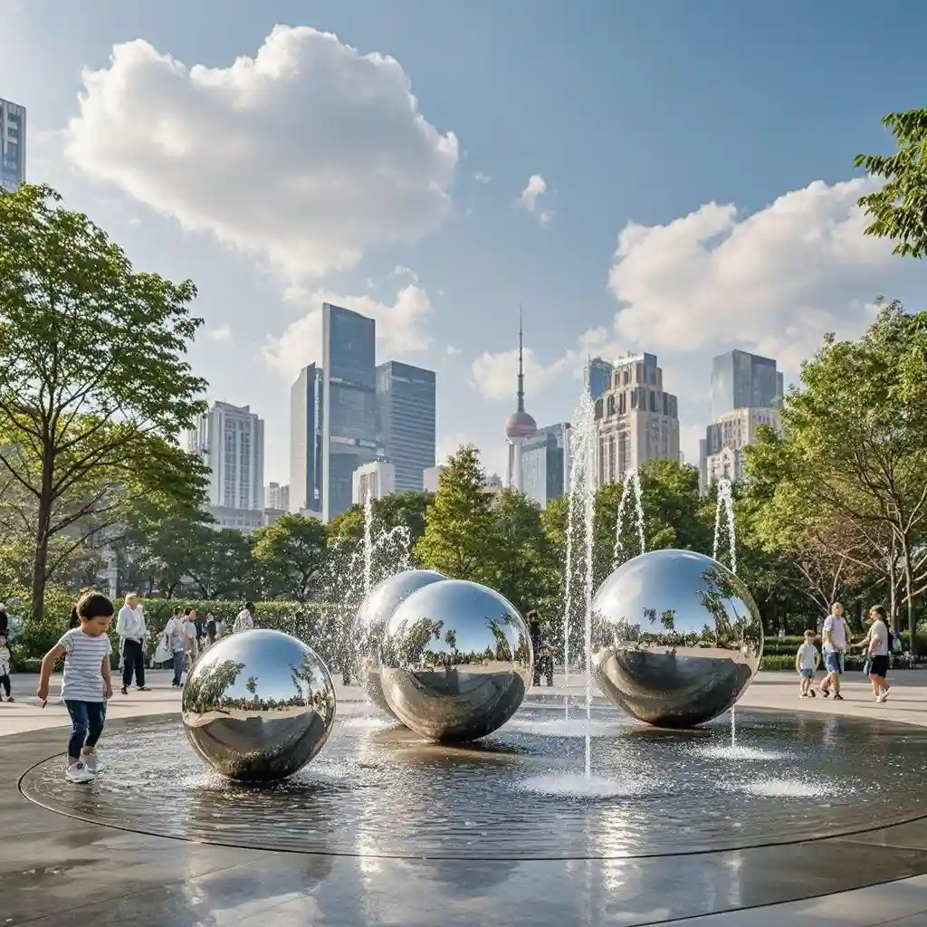 Stainless Steel Outdoor Sphere Water Fountains for Sale DZN97-5