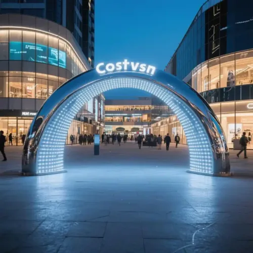 Big LED Metal Ornamental Arch Sculpture High-end for Mall DZN-45-2