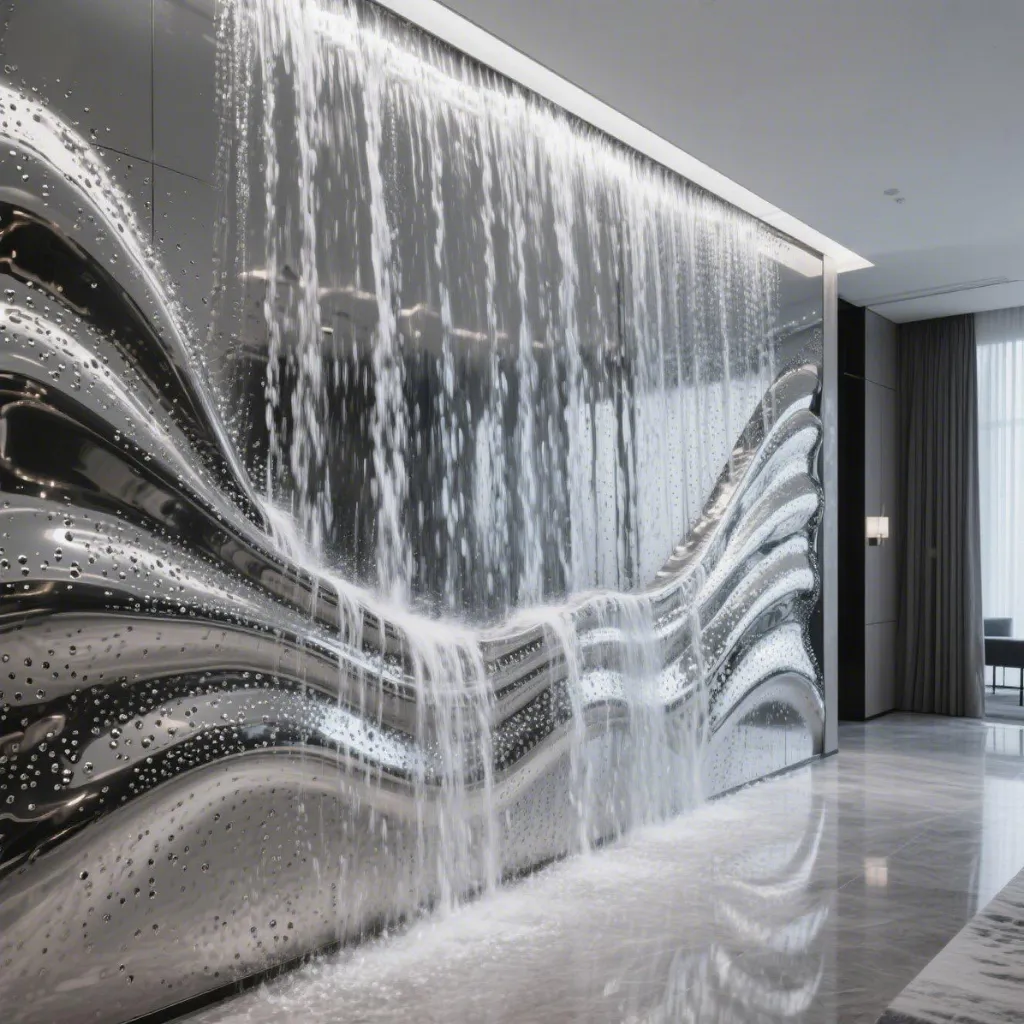 Contemporary Metal Large Waterfall Wall Sculpture DZN-46 Contemporary Metal Large Waterfall Wall Sculpture DZN-46-2