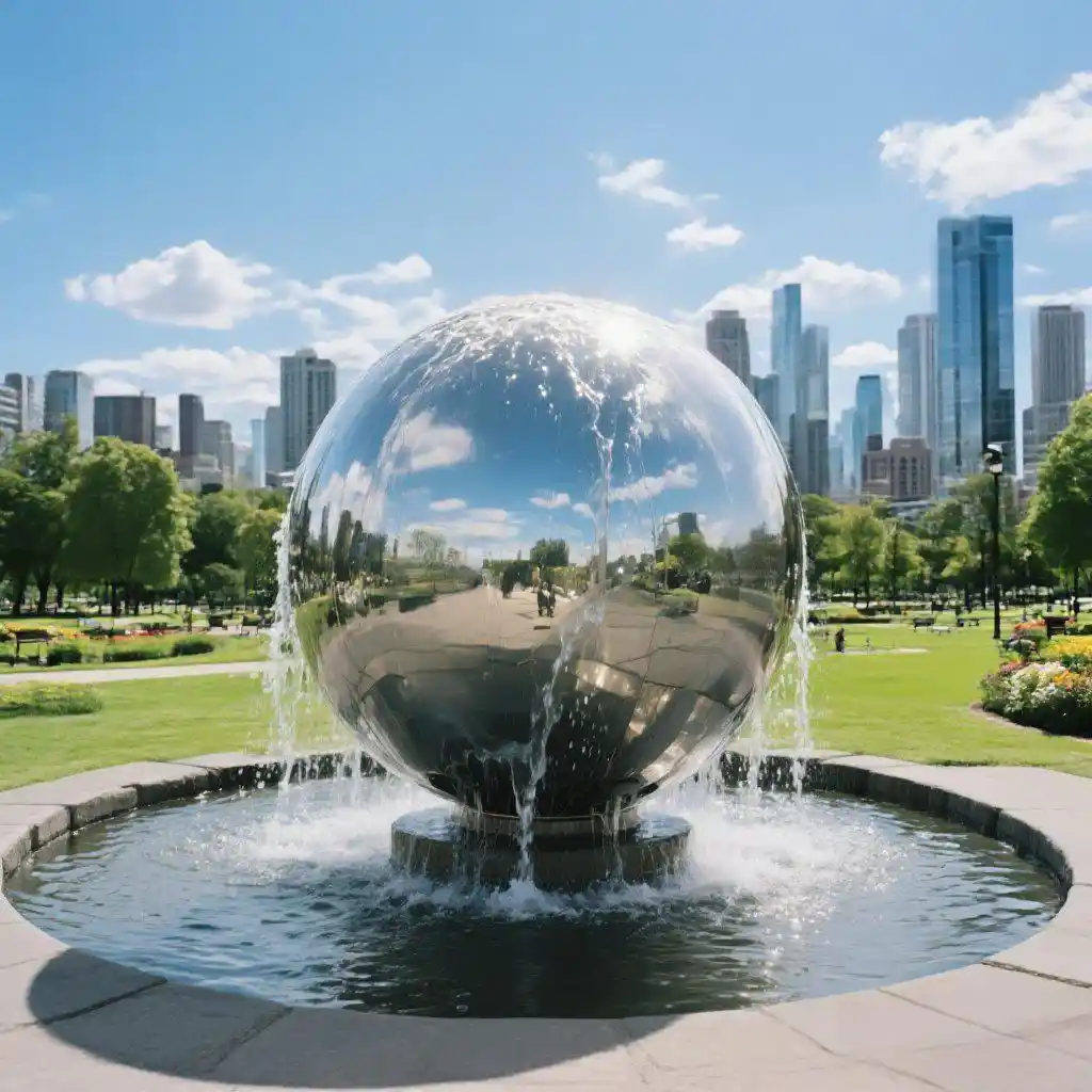 Large Outdoor Sphere Water Fountain – Round Stainless Steel DZN92 Large Outdoor Sphere Water Fountain – Round Stainless Steel DZN92-2