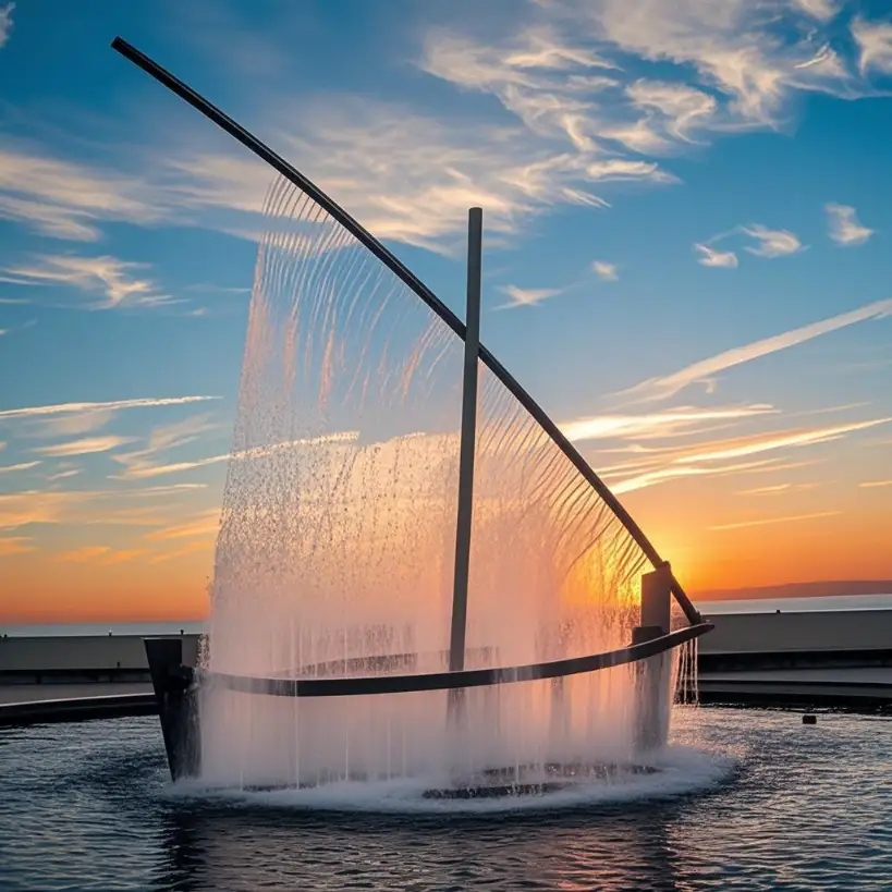 Metal Large Outdoor Boat Fountain with Light for Sale DZN99-2 Metal Large Outdoor Boat Fountain with Light for Sale DZN99-2