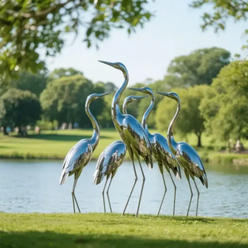 Metal Great Blue Heron Sculpture| Outdoor Garden Art DZN-60-5