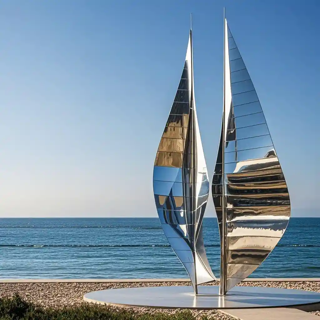 Large Stainless Steel Sail Sculpture Modern Public Art DZN-47-5