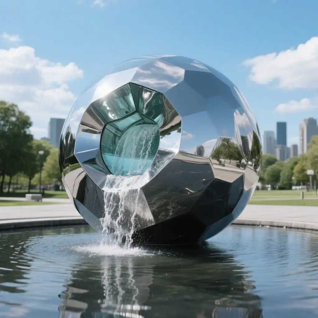 Stainless Steel Sphere Water Fountain | Modern Outdoor Art DZN96 Stainless Steel Sphere Water Fountain | Modern Outdoor Art DZN96-5