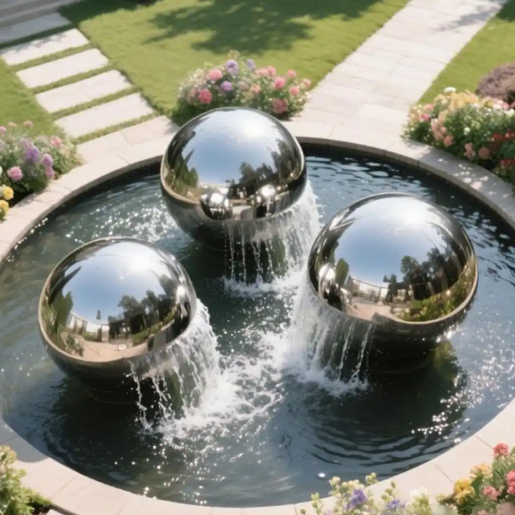 Stainless Steel Outdoor Sphere Water Fountains for Sale DZN97-4