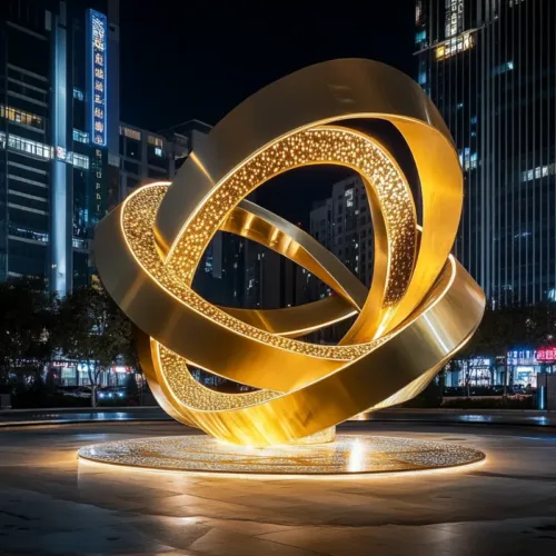 Stainless Steel Mobius Strip Sculpture With Light DZN-5-2