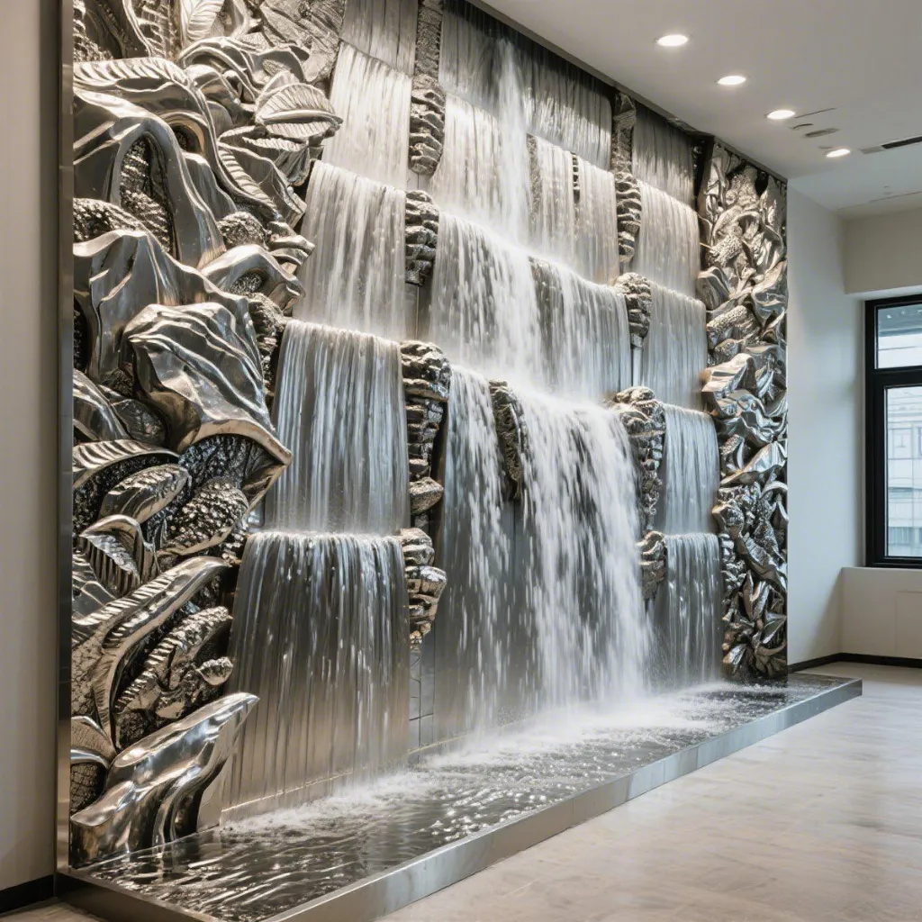 Contemporary Metal Large Waterfall Wall Sculpture DZN-46 Contemporary Metal Large Waterfall Wall Sculpture DZN-46-6