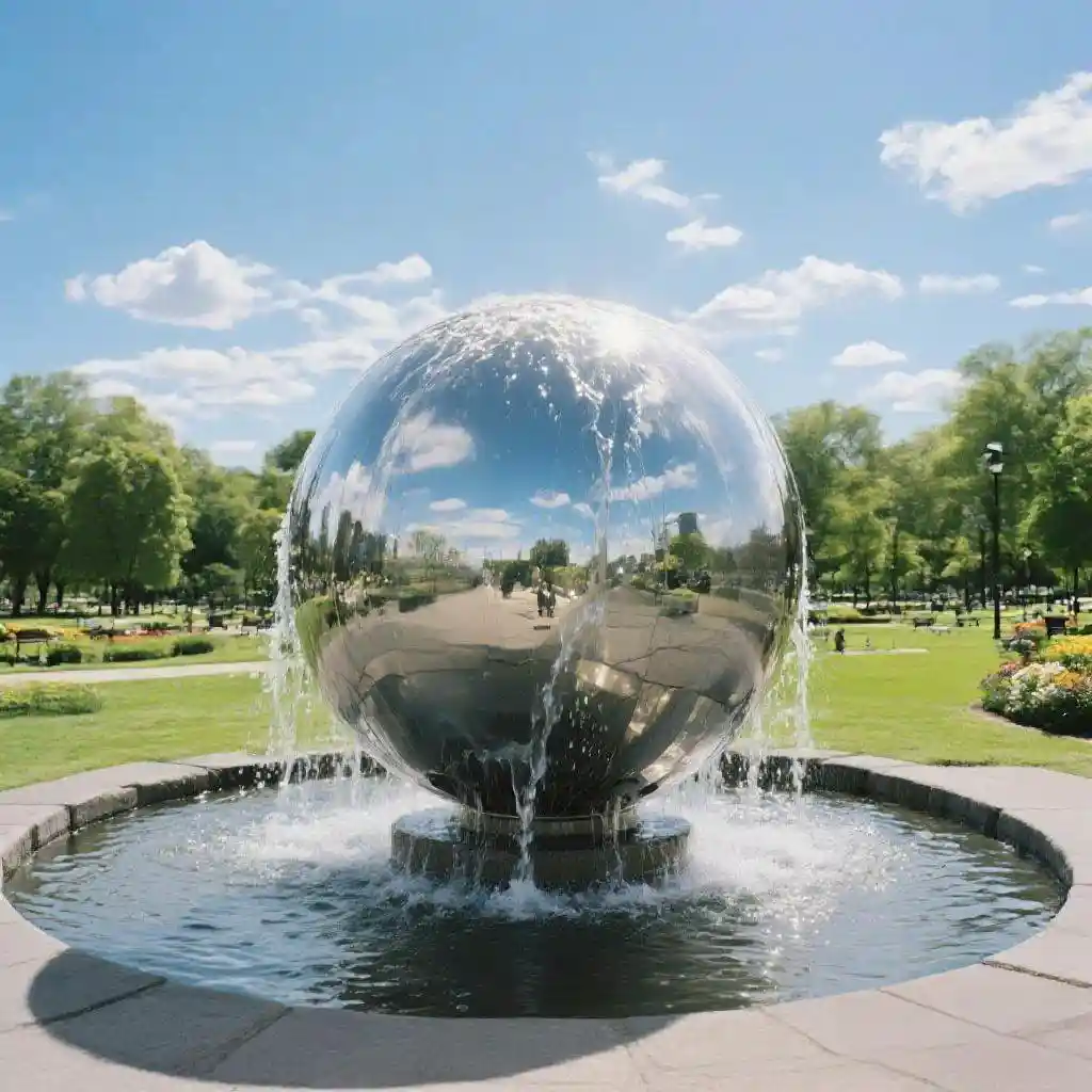 Large Outdoor Sphere Water Fountain – Round Stainless Steel DZN92 Large Outdoor Sphere Water Fountain – Round Stainless Steel DZN92-4