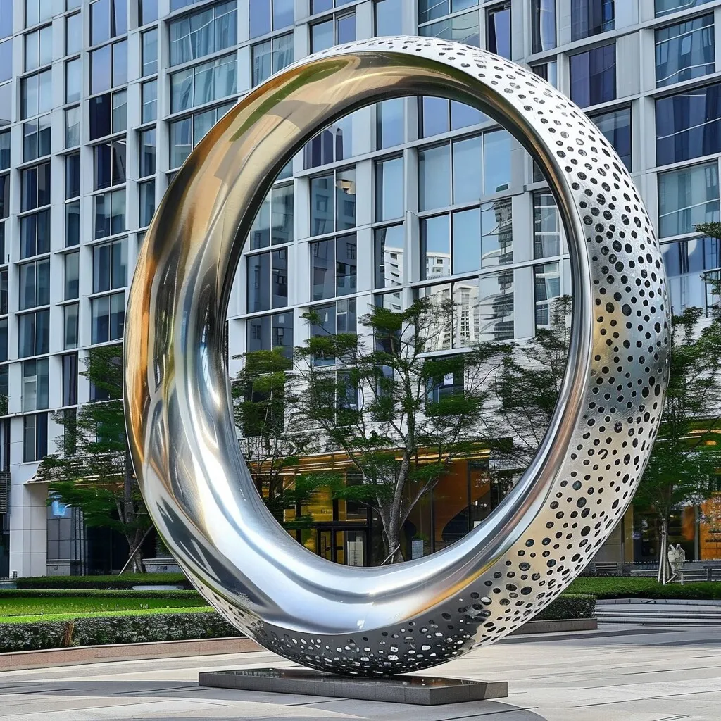 Hollow Metal Ring Sculpture| Outdoor Stainless Steel DZN-14 Hollow Metal Ring Sculpture| Outdoor Stainless Steel DZN-14-3
