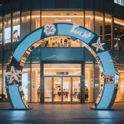Big LED Metal Ornamental Arch Sculpture High-end for Mall DZN-45 Big LED Metal Ornamental Arch Sculpture High-end for Mall DZN-45-1