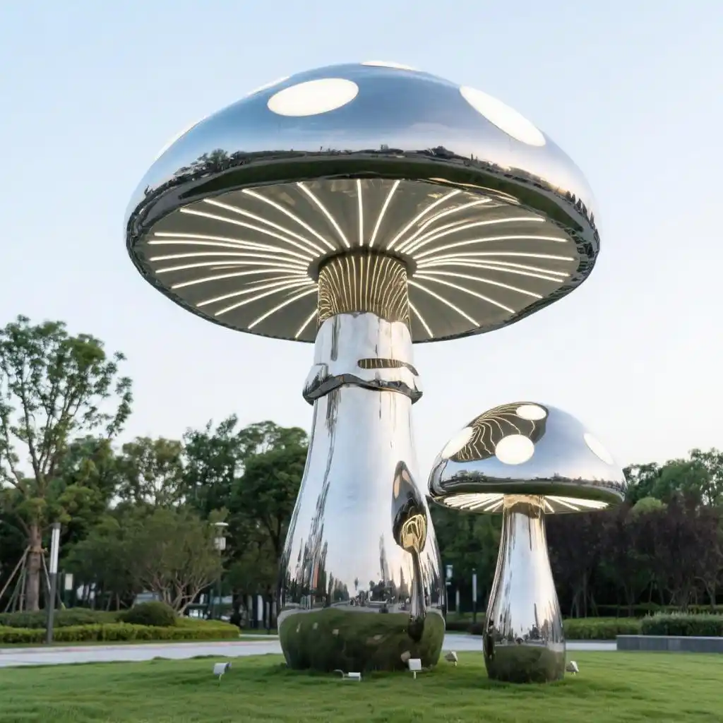 Outdoor Mirror LED Large Mushroom Sculpture For Sale DZN-40-3 Outdoor Mirror LED Large Mushroom Sculpture For Sale DZN-40-3