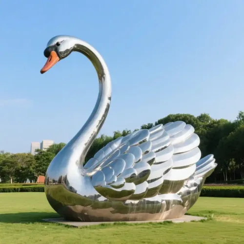 Beautiful Modern Metal Swan Sculpture for Garden Decor DZN-61-2