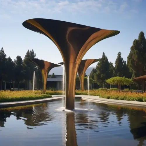 Corten Steel Morning Glory Fountain Large Garden Fountain DZN83-2