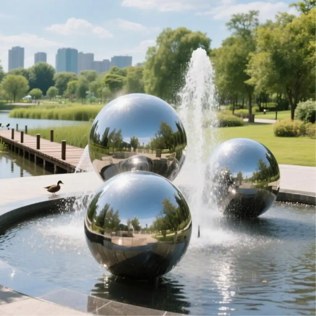 Stainless Steel Outdoor Sphere Water Fountains for Sale DZN97-3