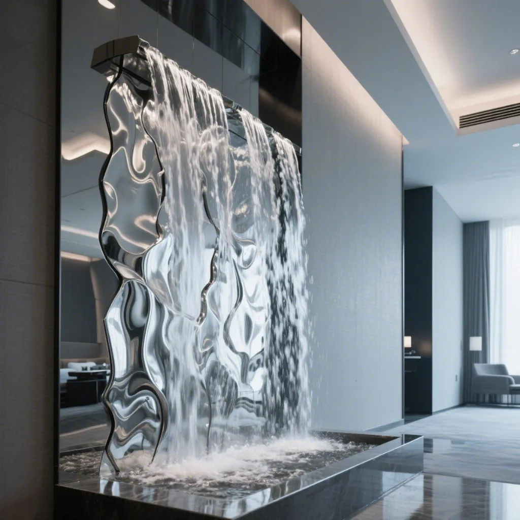 Contemporary Metal Large Waterfall Wall Sculpture DZN-46 Contemporary Metal Large Waterfall Wall Sculpture DZN-46-3