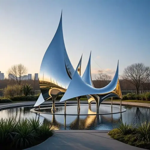 Large Stainless Steel Sail Sculpture Modern Public Art DZN-47-2