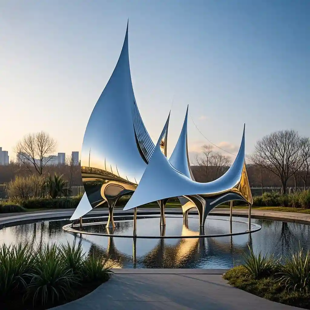 Large Stainless Steel Sail Sculpture Modern Public Art DZN-47-2