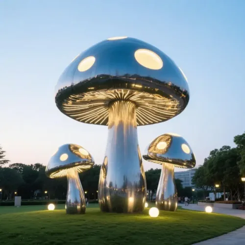 Outdoor Mirror LED Large Mushroom Sculpture For Sale DZN-40-1
