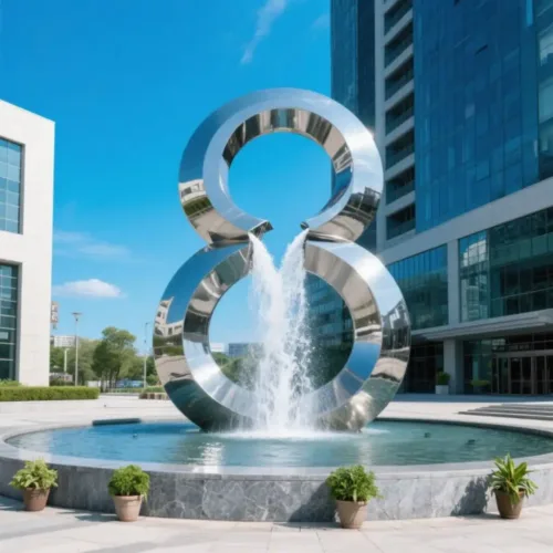 Outdoor 8-Shaped Large Pond Fountains with Light for Sale DZN89-4