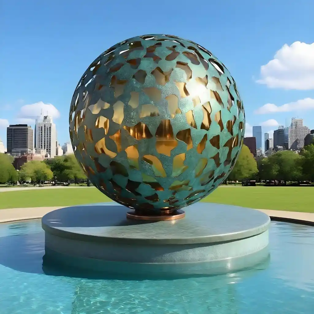 Hollow Bronze Sphere Water Fountain with Stainless Steel Ball DZN95-5