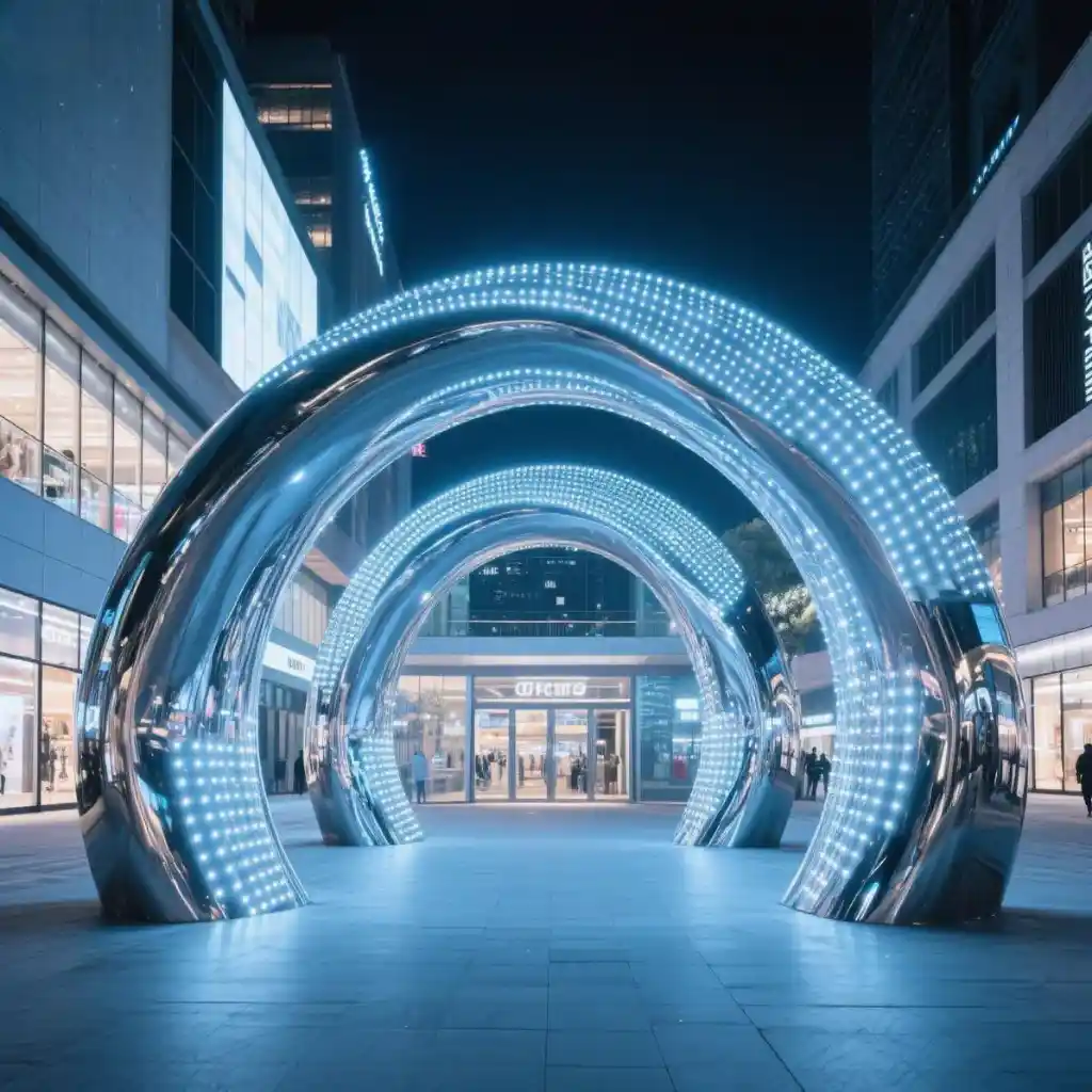 Big LED Metal Ornamental Arch Sculpture High-end for Mall DZN-45 10 Big LED Metal Ornamental Arch Sculpture High-end for Mall DZN-45-4