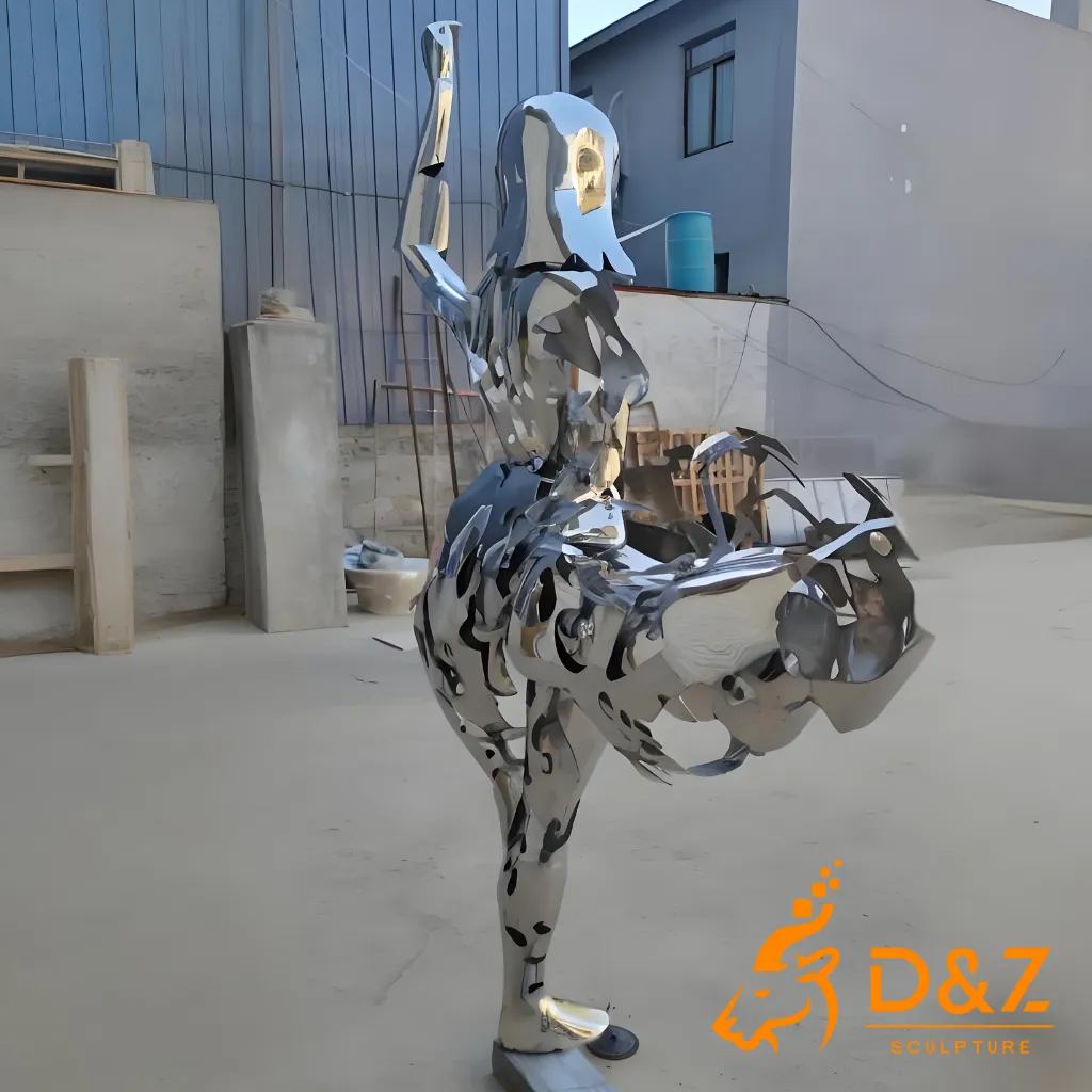 Hollow Ballet Dancer Sculpture Mirrored Stainless Steel DZN-9 Hollow Ballet Dancer Sculpture Mirrored Stainless Steel DZN-9-4
