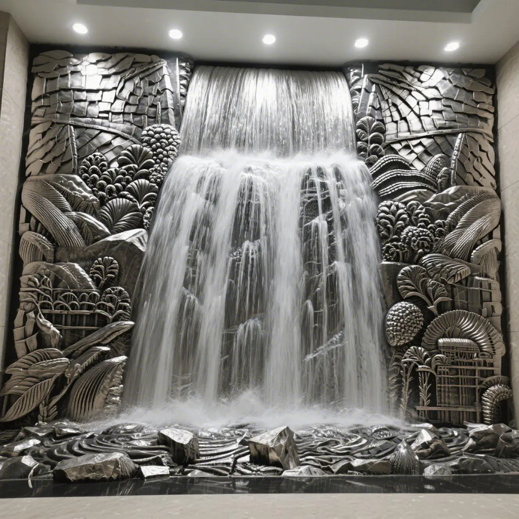Contemporary Metal Large Waterfall Wall Sculpture DZN-46 Contemporary Metal Large Waterfall Wall Sculpture DZN-46-5