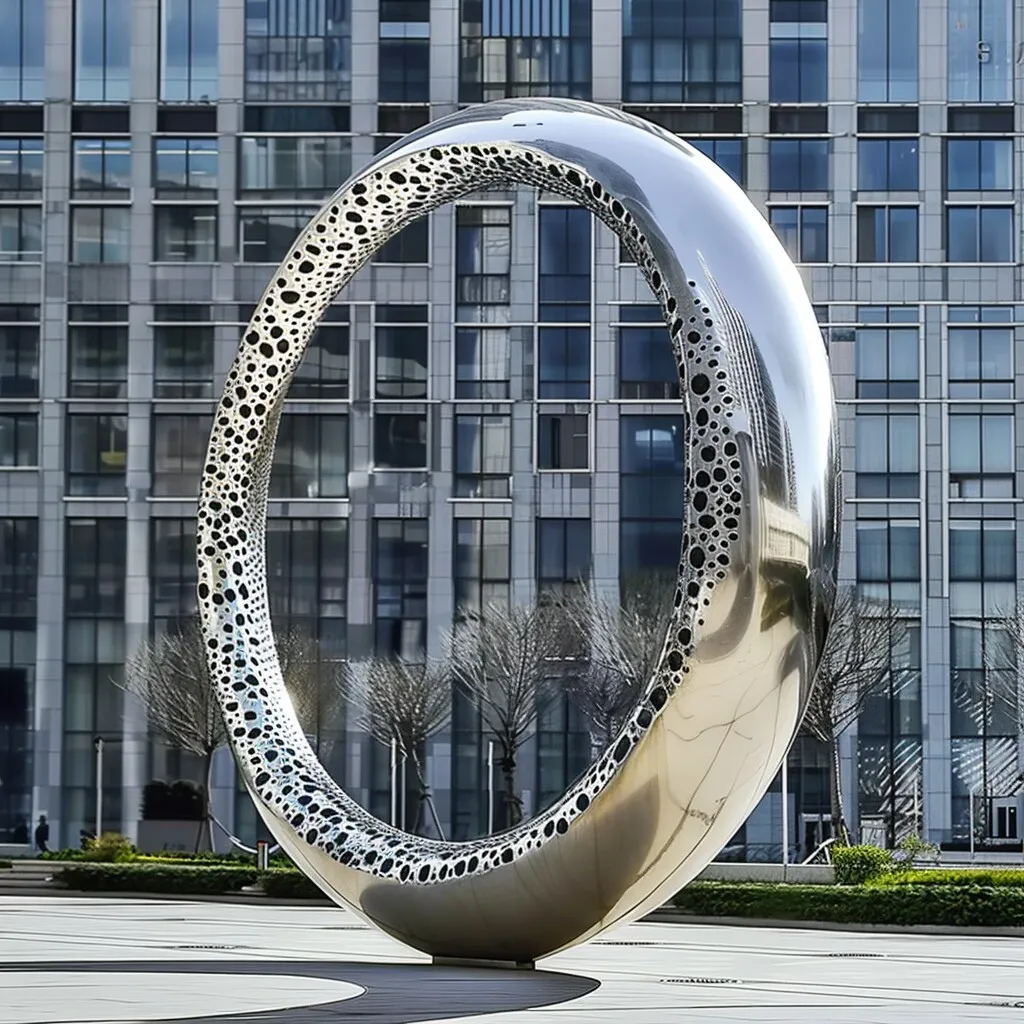 Hollow Metal Ring Sculpture| Outdoor Stainless Steel DZN-14 Hollow Metal Ring Sculpture| Outdoor Stainless Steel DZN-14-5