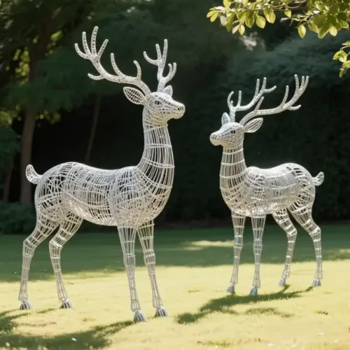 Modern Metal Deer Wire Sculpture| Outdoor Garden Decor DZN-82-5
