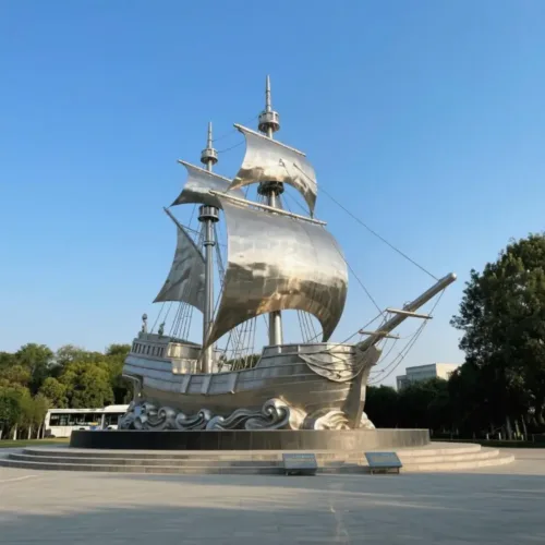 Large Metal Sailboat Sculpture Beach Seaside Ship for Sale DZN-36 Large Metal Sailboat Sculpture Beach Seaside Ship for Sale DZN-36-1